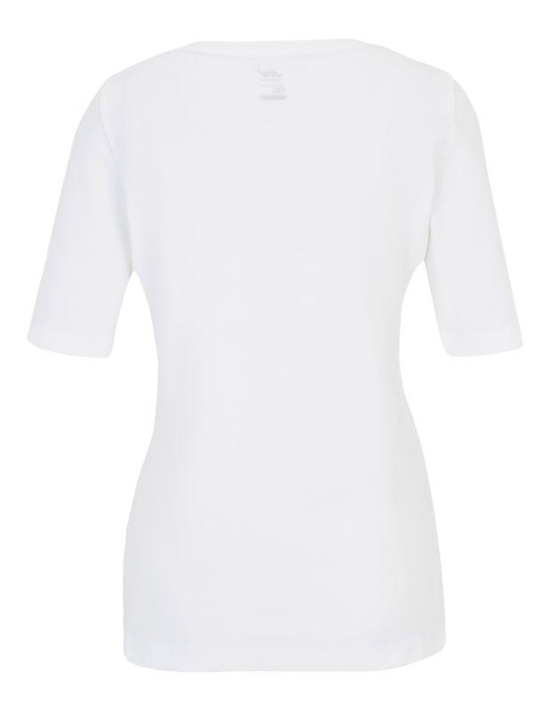 Joy Sportswear T-Shirt ARIA T-Shirt mit V-Ausschnitt und sanftem Schrift-Print Riesige Ersparnisse