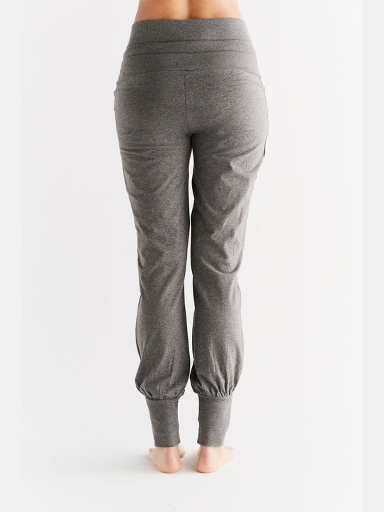Leela Cotton 1811-01 | Damen Yogahose mit Umschlagbund - Anthrazit-Melange 2025