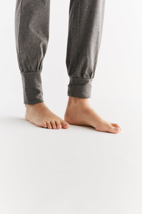Leela Cotton 1811-01 | Damen Yogahose mit Umschlagbund - Anthrazit-Melange 2025