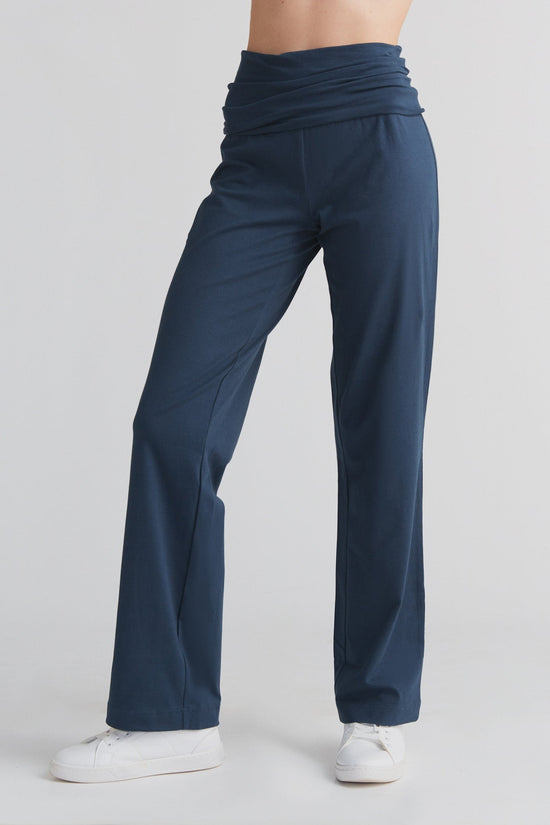 Leela Cotton 1726-048 | Damen Hose mit Umschlagbund - Navy Online