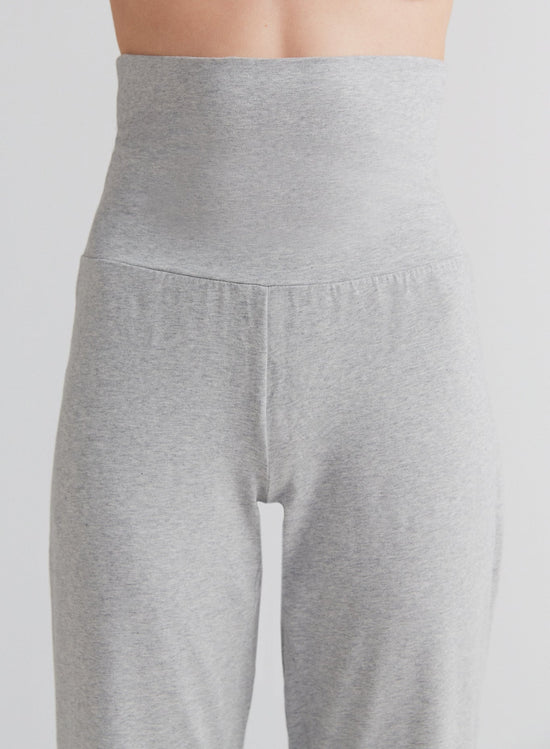 Leela Cotton 1726-047 | Damen Hose mit Umschlagbund - Grau-Melange Outlet
