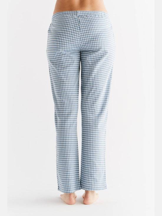 Leela Cotton 1455-03 | Damen Homewear-Hose kariert - Denimblau-Natur Auslauf
