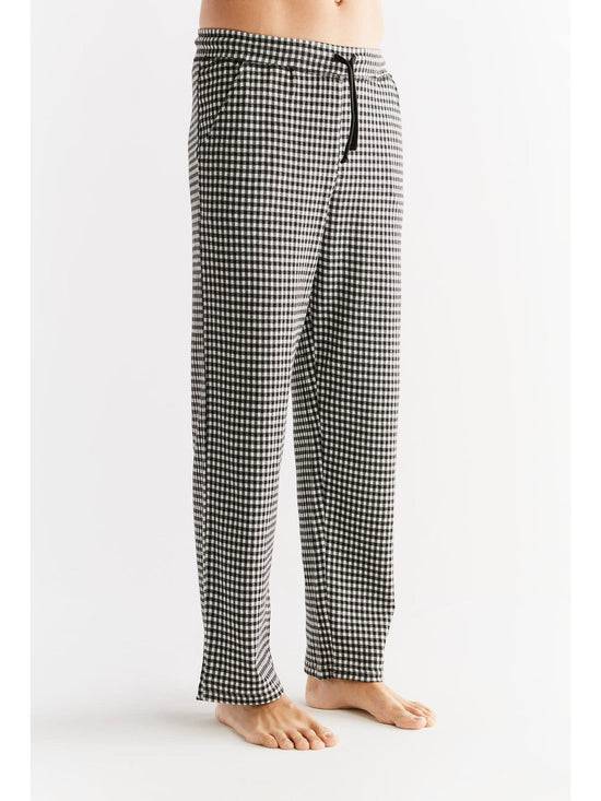 Leela Cotton 2455-01 | Herren Homewear Hose kariert - Schwarz/Grau/Natur Rabatt