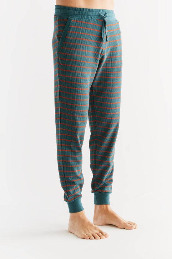 Leela Cotton 2454-051 | Waffel Strick Herrenhose - Tanne/Tabasco Begrenztes Angebot