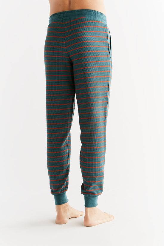 Leela Cotton 2454-051 | Waffel Strick Herrenhose - Tanne/Tabasco Begrenztes Angebot