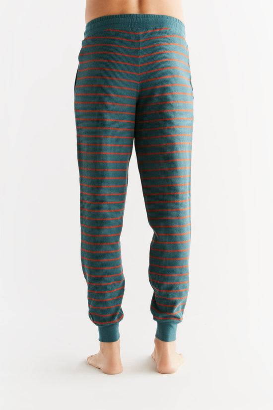 Leela Cotton 2454-051 | Waffel Strick Herrenhose - Tanne/Tabasco Begrenztes Angebot
