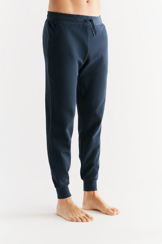 Leela Cotton 2454-061 | Waffel Strick Herrenhose - Indigo Online Shopping