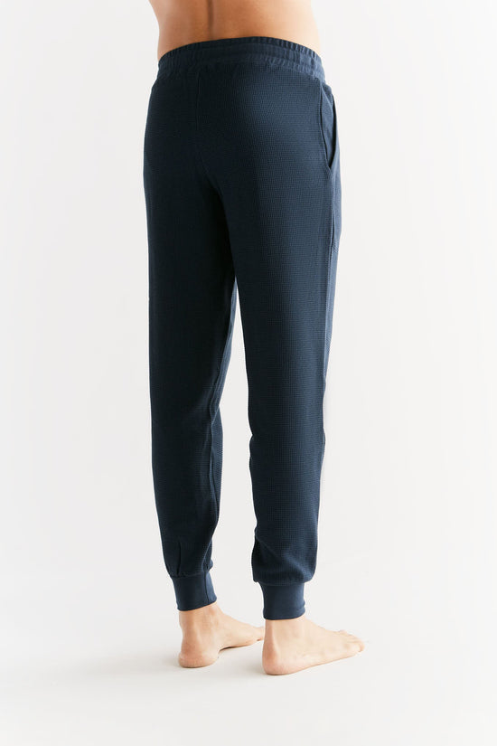 Leela Cotton 2454-061 | Waffel Strick Herrenhose - Indigo Online Shopping