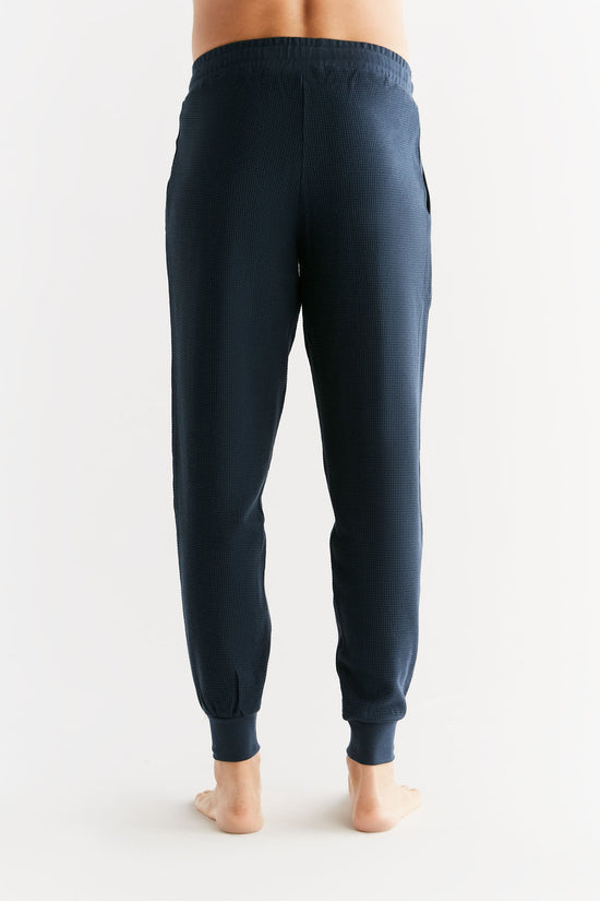 Leela Cotton 2454-061 | Waffel Strick Herrenhose - Indigo Online Shopping