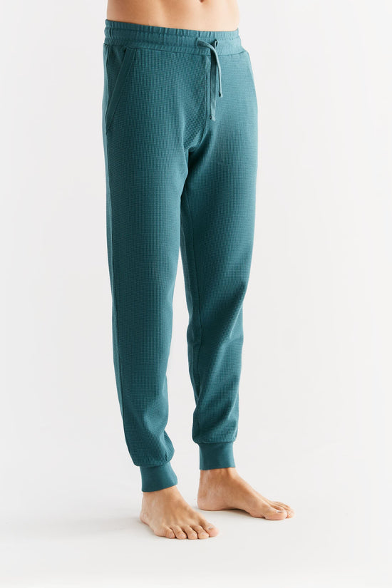 Leela Cotton 2454-063 | Waffel Strick Herrenhose - Tanne Exklusivangebot