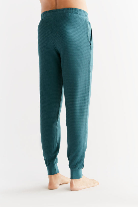 Leela Cotton 2454-063 | Waffel Strick Herrenhose - Tanne Exklusivangebot