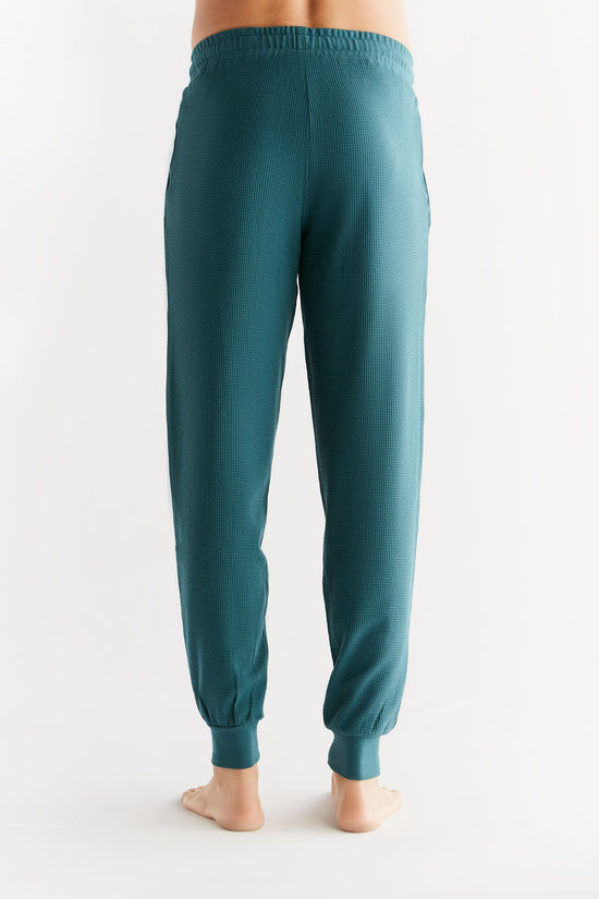 Leela Cotton 2454-063 | Waffel Strick Herrenhose - Tanne Exklusivangebot