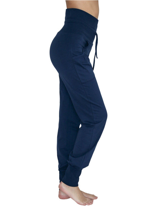 Leela Cotton 4082NV | Damen Yogahose mit Umschlagbund - Navy Cyber Monday