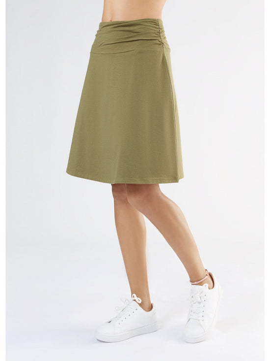 Leela Cotton 1418-041 | Rock A-Linie mit Komfortbund - Oliv Zeitlich begrenztes Angebot