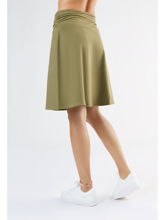 Leela Cotton 1418-041 | Rock A-Linie mit Komfortbund - Oliv Zeitlich begrenztes Angebot
