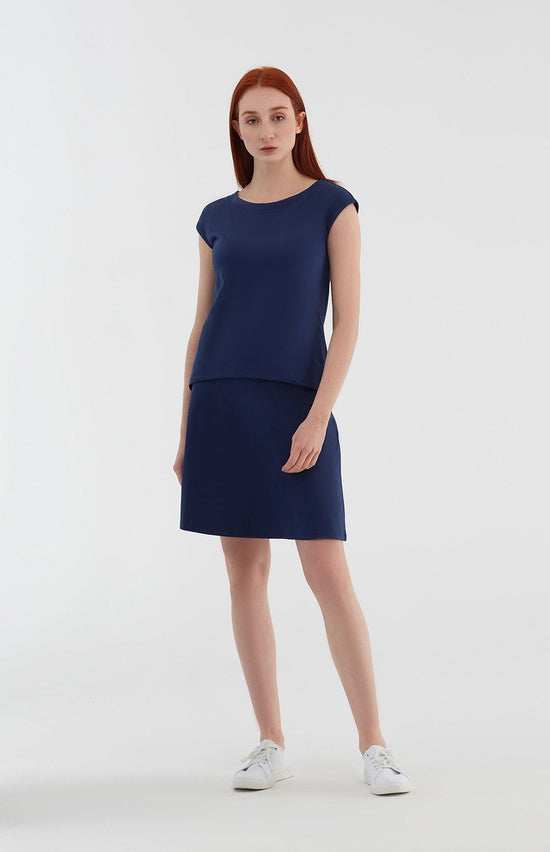 Leela Cotton 1418-02 | Rock A-Linie mit Komfortbund - Admiralblau Blitzangebot