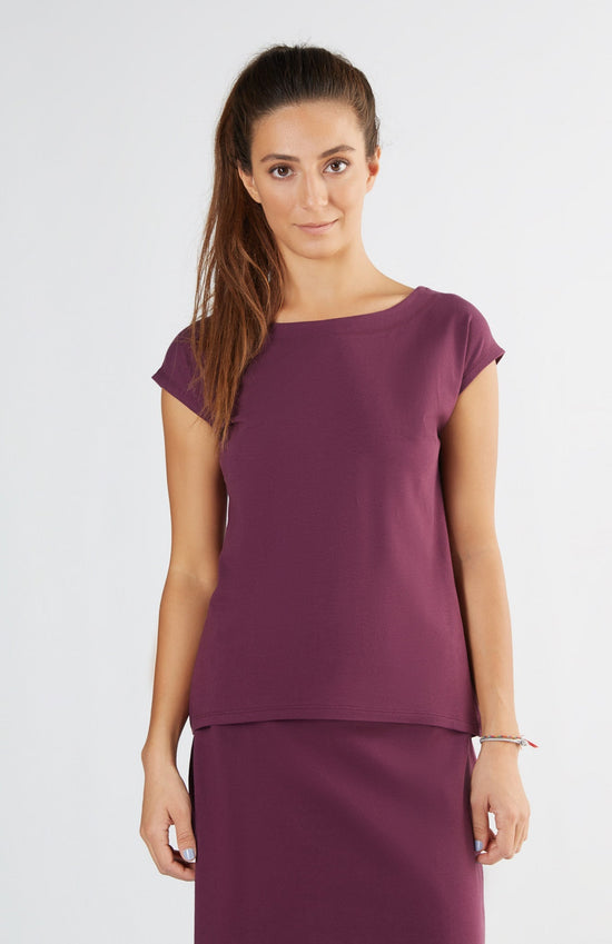Leela Cotton 1261-028 | Damen Blusen-Shirt - Aubergine Saisonale Angebote