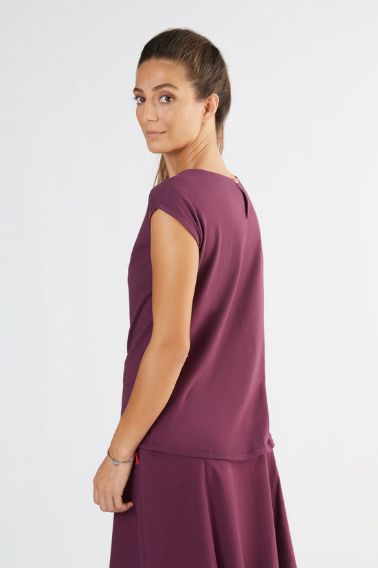 Leela Cotton 1261-028 | Damen Blusen-Shirt - Aubergine Saisonale Angebote