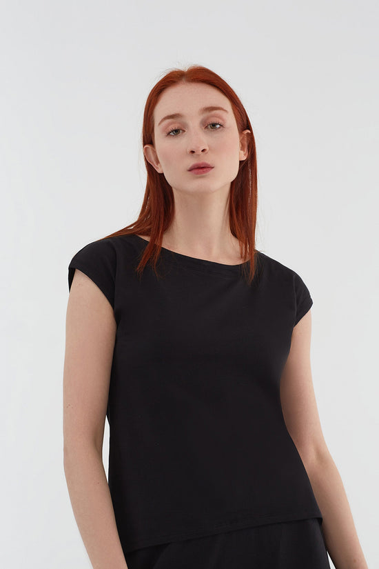 Leela Cotton 1261-01 | Damen Blusen-Shirt - Schwarz Räumungsverkauf