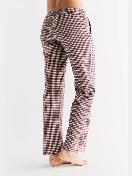 Leela Cotton 1455-01 | Damen Homewear-Hose kariert - Aubergine-Natur Riesige Ersparnisse