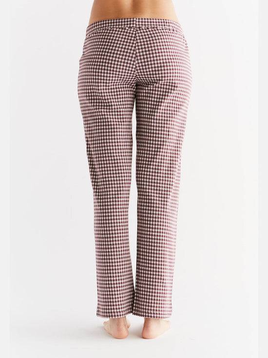 Leela Cotton 1455-01 | Damen Homewear-Hose kariert - Aubergine-Natur Riesige Ersparnisse