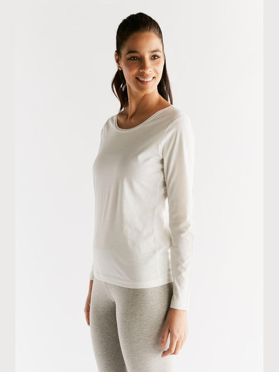 Leela Cotton 1251-01 | Damen Langarmshirt - Naturweiss Tiefpreis