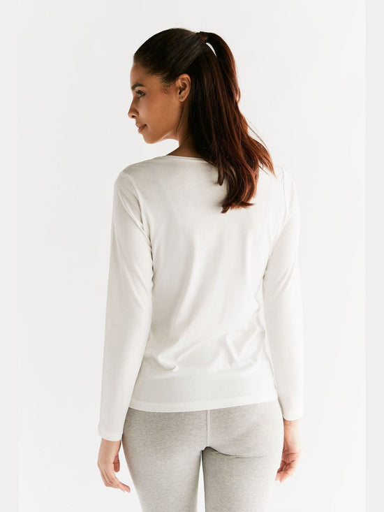 Leela Cotton 1251-01 | Damen Langarmshirt - Naturweiss Tiefpreis