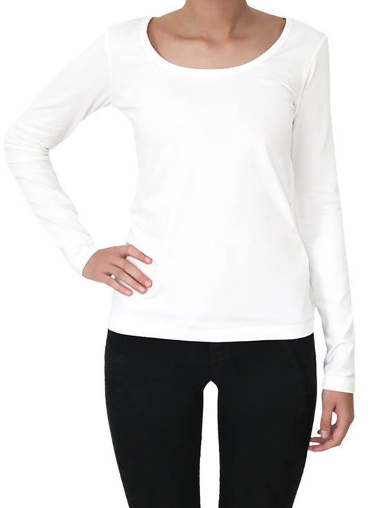 Leela Cotton 4412W | Damen Langarmshirt stretch - Naturweiss Super Sparpreis