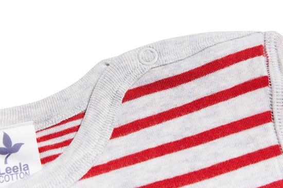 Leela Cotton 2460 | Baby Wendelangarmshirt - Grau-Ziegelrot Nur noch ein Tag übrig