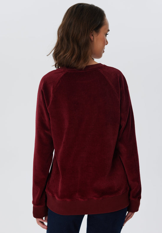 Leela Cotton 1278-030 | Damen Cord Sweatshirt - Bordeaux Speichern exportieren