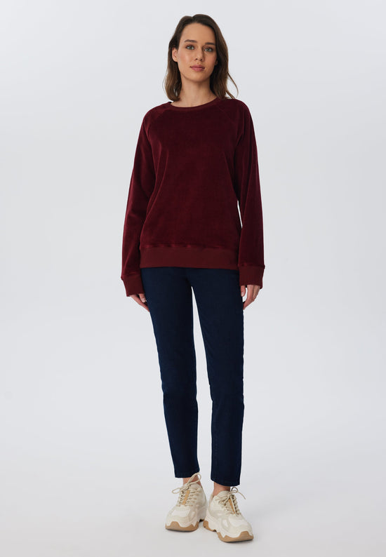 Leela Cotton 1278-030 | Damen Cord Sweatshirt - Bordeaux Speichern exportieren