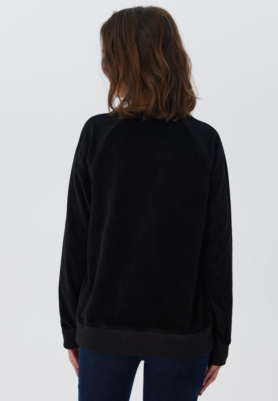 Leela Cotton 1278-021 | Damen Cord Sweatshirt - Schwarz Im Verkauf