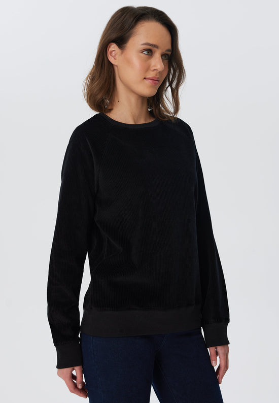 Leela Cotton 1278-021 | Damen Cord Sweatshirt - Schwarz Im Verkauf