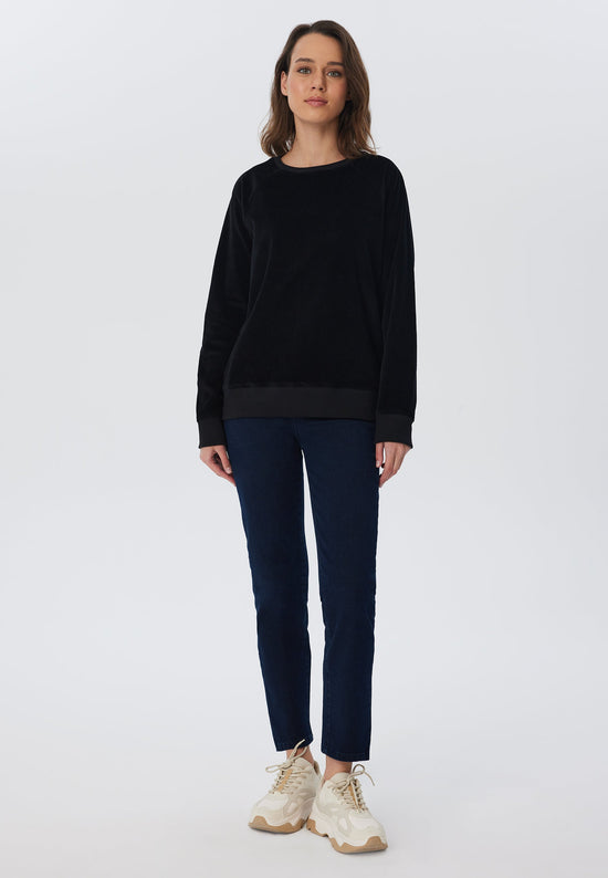 Leela Cotton 1278-021 | Damen Cord Sweatshirt - Schwarz Im Verkauf