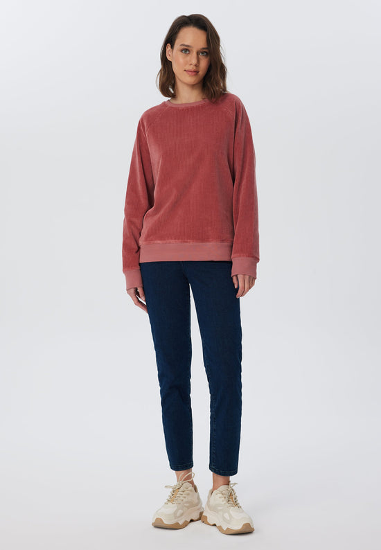 Leela Cotton 1278-072 | Damen Cord Sweatshirt - Dunkel Mauve zollfrei
