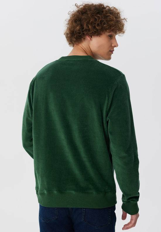 Leela Cotton 2232-067 | Herren Cord Sweatshirt - Tannennadel 50% Rabatt für begrenzte Zeit