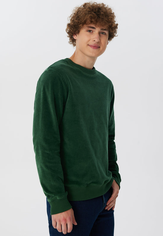 Leela Cotton 2232-067 | Herren Cord Sweatshirt - Tannennadel 50% Rabatt für begrenzte Zeit