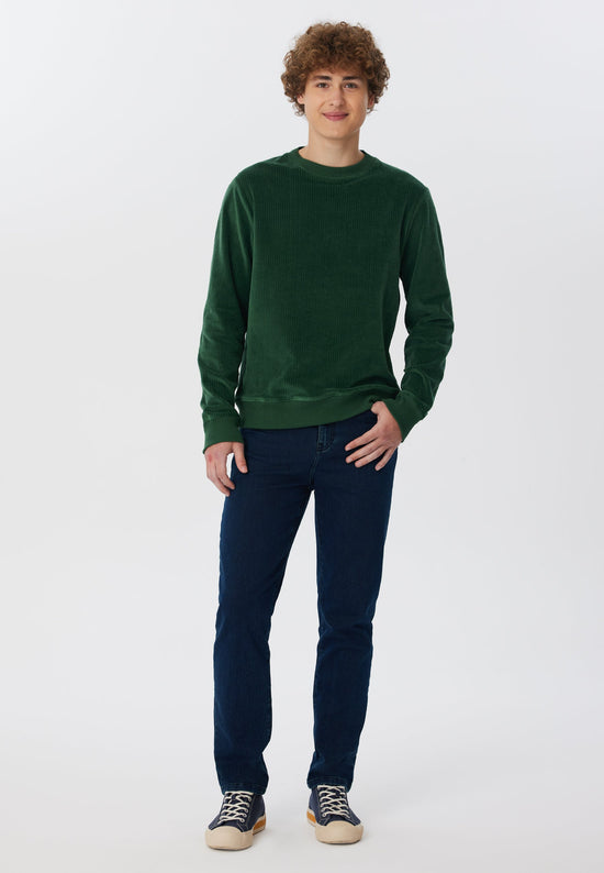 Leela Cotton 2232-067 | Herren Cord Sweatshirt - Tannennadel 50% Rabatt für begrenzte Zeit