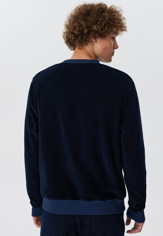 Leela Cotton 2232-045 | Herren Cord Sweatshirt - Nachtblau Rabatte dieses Monats