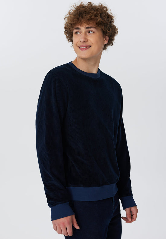 Leela Cotton 2232-045 | Herren Cord Sweatshirt - Nachtblau Rabatte dieses Monats