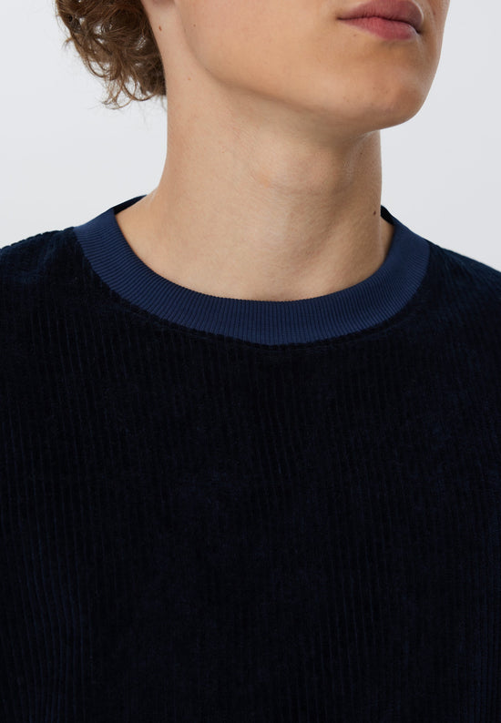 Leela Cotton 2232-045 | Herren Cord Sweatshirt - Nachtblau Rabatte dieses Monats