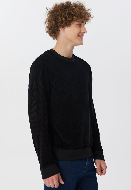 Leela Cotton 2232-021 | Herren Cord Sweatshirt - Schwarz 2025