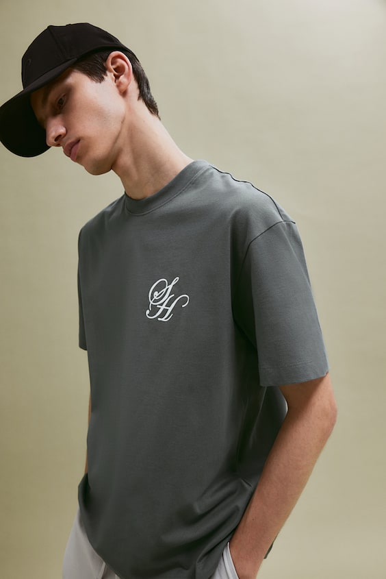 ﻿HM Bedrucktes T-Shirt in Loose Fit Riesige Rabatte