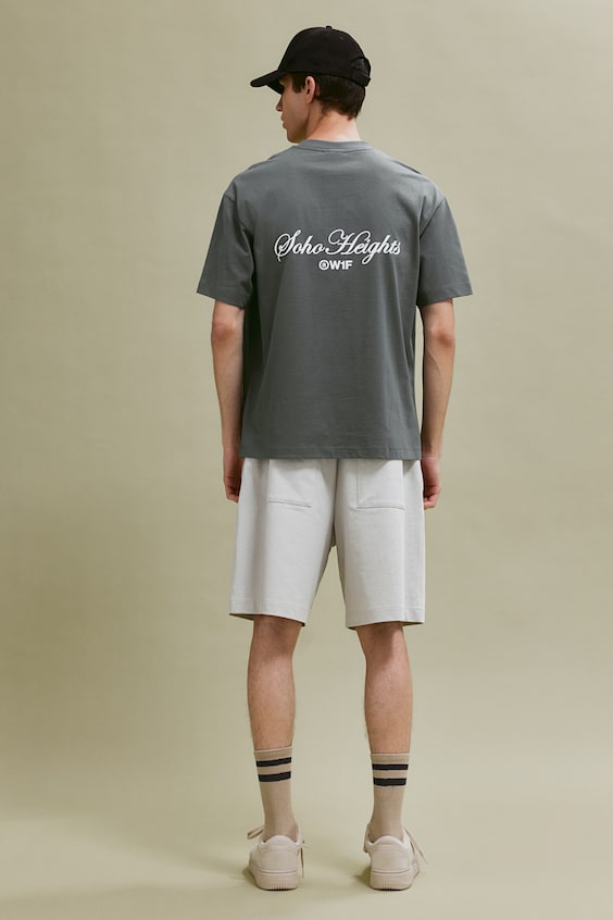 ﻿HM Bedrucktes T-Shirt in Loose Fit Riesige Rabatte