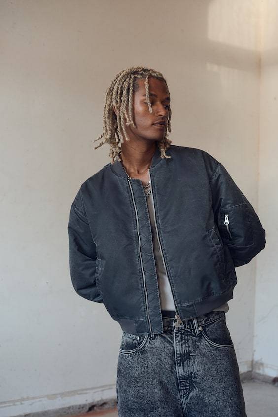 HM Oversized Pilotenjacke im Washed-Look Schlussverkauf