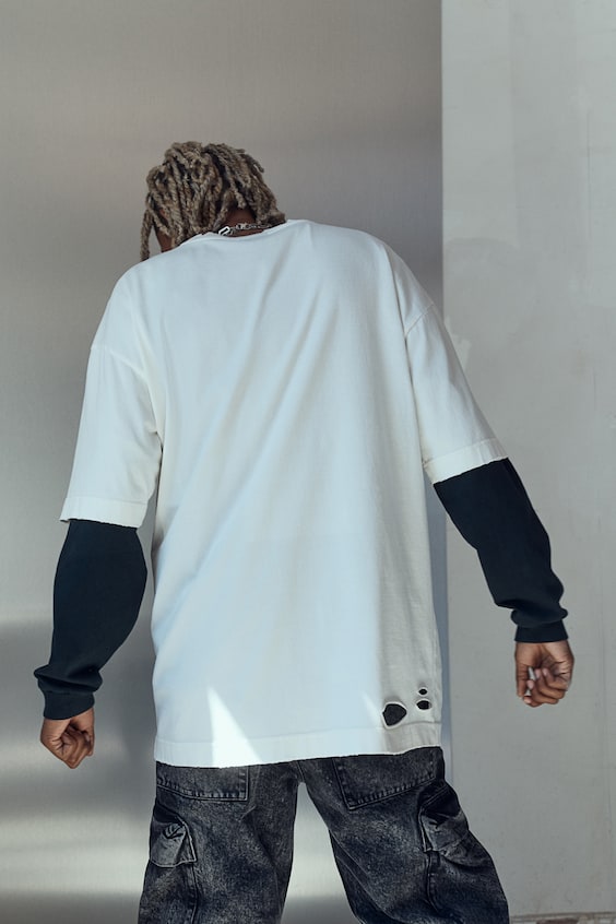 HM Oversized T-Shirt im Worn-Look Günstiger Verkauf