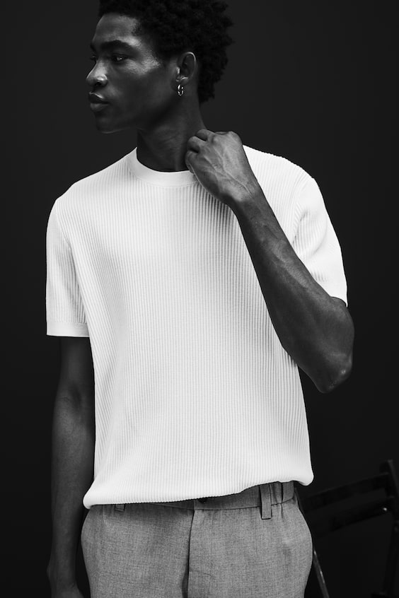 HM T-Shirt in Rippstrick Regular Fit Fabrik Onlineshop