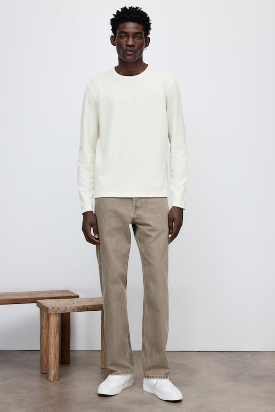 HM Langarmshirt mit Waffelstruktur in Regular Fit Versandkostenfrei