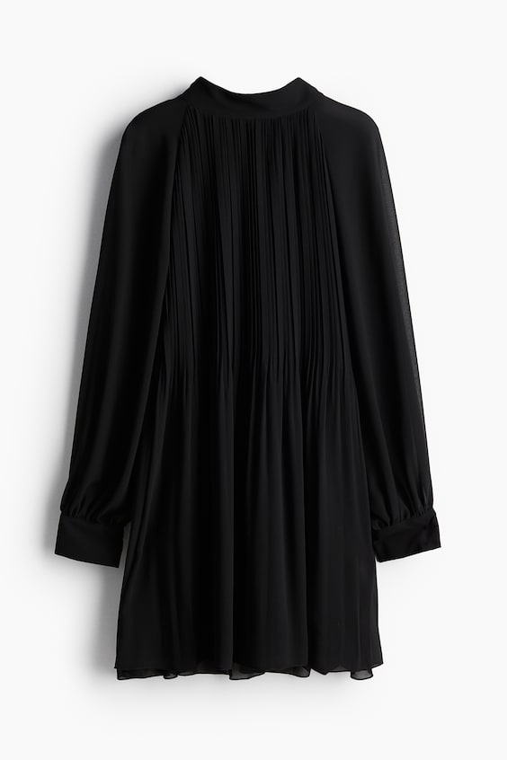 HM Plissiertes Kleid mit Bindekragen Begrenzte Freigabe
