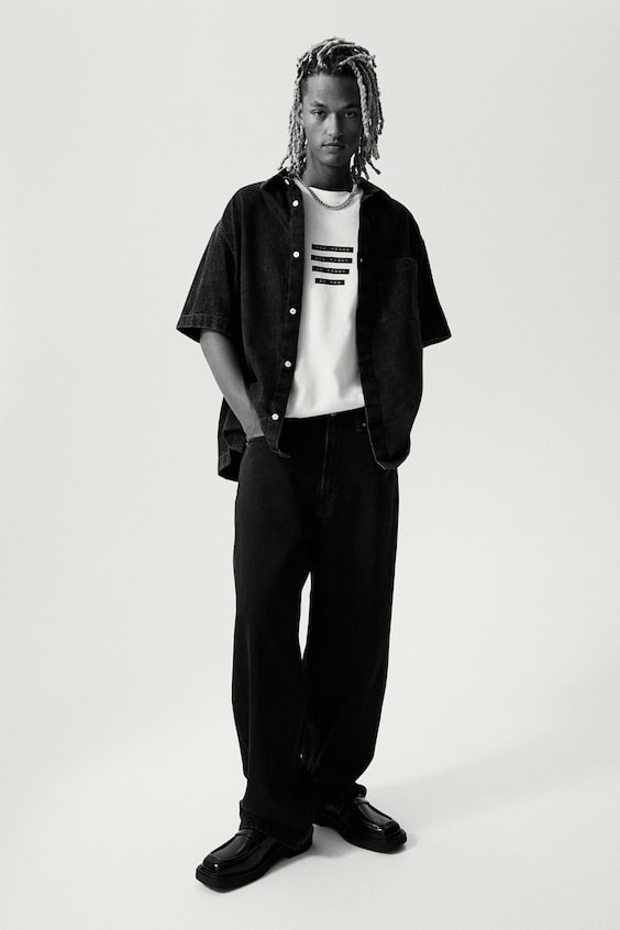 HM Bedrucktes T-Shirt in Loose Fit Neueste Stile